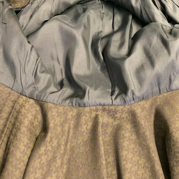 OKW Size XS Green Wool Button Down Houndstooth Mini Skirt Suit - Picture 10 of 12